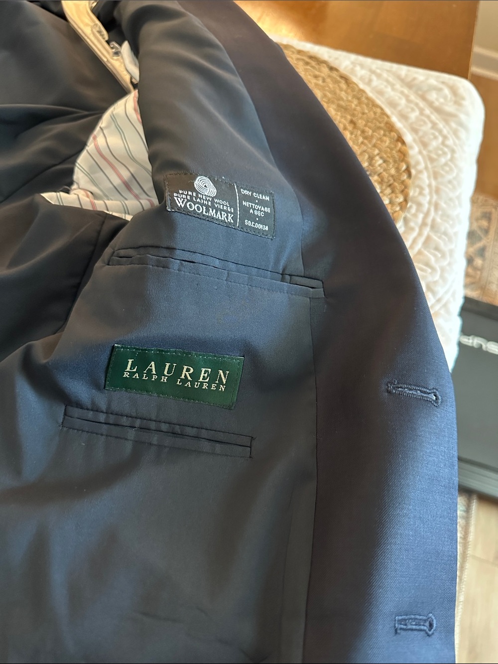Lauren Ralph Lauren Navy Wool-Blend Blazer with Green Label